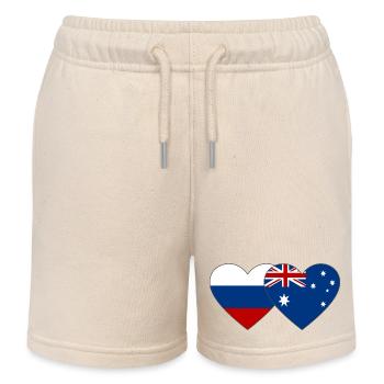 Russland Australien Flagge Herz - Kinder Organic Joggingshorts Mini Bolter von Stanley/Stella - Natur - Vorne