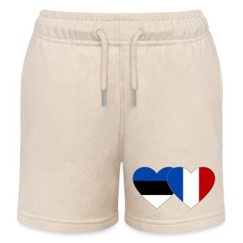 Estonie France Flag Coeur - Short de jogging enfant bio Stanley/Stella - écru doux - Devant