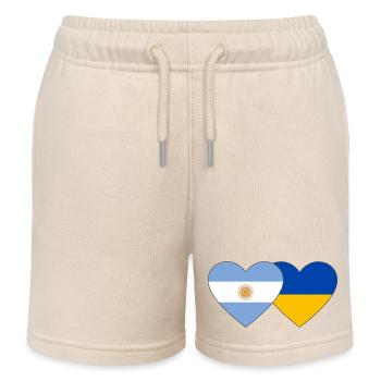 Argentine Ukraine Flag Coeur - Short de jogging enfant bio Stanley/Stella - écru doux - Devant