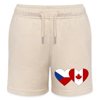 Checia Canada Heart Flag - Kids Organic Sweat Shorts by Stanley/Stella - soft Ecru - Front