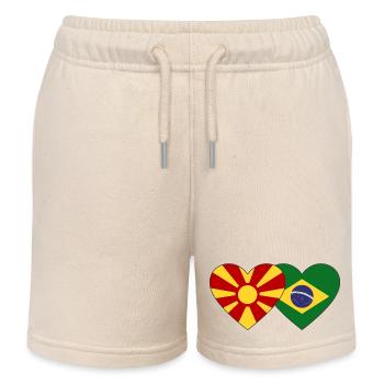 Macédoine Brésil Drapeau Coeur - Short de jogging enfant bio Stanley/Stella - écru doux - Devant