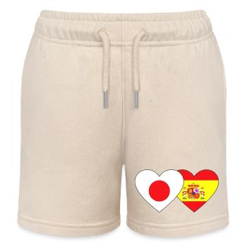 Japan Spanien Flagge Herz - Kinder Organic Joggingshorts Mini Bolter von Stanley/Stella - Natur - Vorne