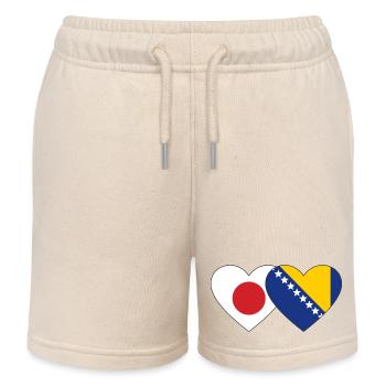 Japon Bosnie Flag Heart - Short de jogging enfant bio Stanley/Stella - écru doux - Devant