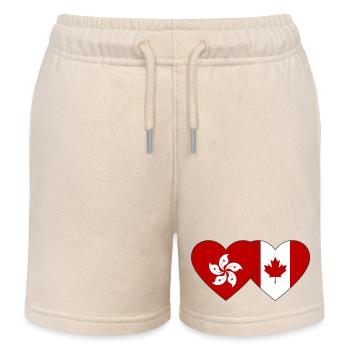 Hongkong Kanada Flagge Herz - Kinder Organic Joggingshorts Mini Bolter von Stanley/Stella - Natur - Vorne