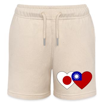 Japon Cœur de drapeau de Taïwan - Short de jogging enfant bio Stanley/Stella - écru doux - Devant