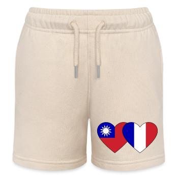 Taiwan France Flag Heart - Short de jogging enfant bio Stanley/Stella - écru doux - Devant
