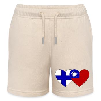 Finland Taiwan Flag Heart - Kids Organic Sweat Shorts by Stanley/Stella - soft Ecru - Front