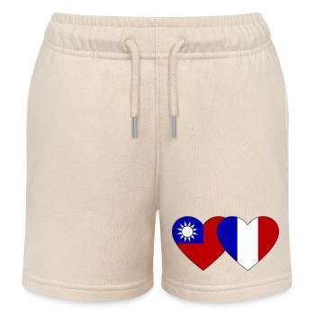 Taiwan France Flag Heart - Short de jogging enfant bio Stanley/Stella - écru doux - Devant