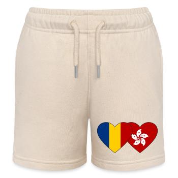 Roumanie Cœur de drapeau de Hong Kong - Short de jogging enfant bio Stanley/Stella - écru doux - Devant