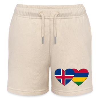 Iceland Mauritius Flag Heart - Kids Organic Sweat Shorts by Stanley/Stella - soft Ecru - Front