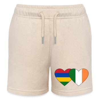 Mauritius Ireland Flag Heart - Kids Organic Sweat Shorts by Stanley/Stella - soft Ecru - Front