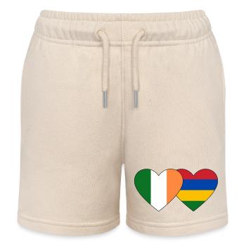 Ireland Mauritius Flag Heart - Kids Organic Sweat Shorts by Stanley/Stella - soft Ecru - Front