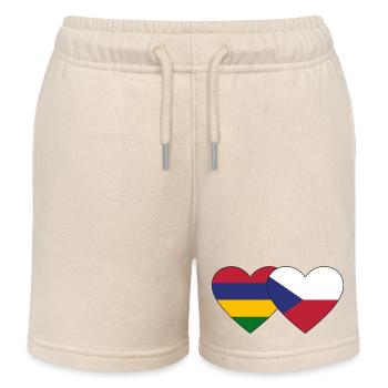 Mauritius Tschechien Flagge Herz - Kinder Organic Joggingshorts Mini Bolter von Stanley/Stella - Natur - Vorne