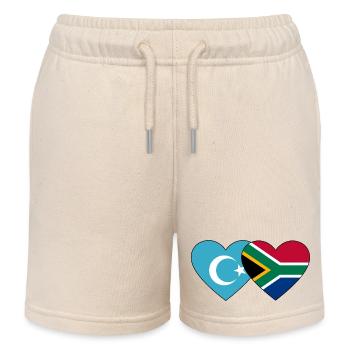 Cœur de drapeau ouïghours d’Afrique du Sud - Short de jogging enfant bio Stanley/Stella - écru doux - Devant