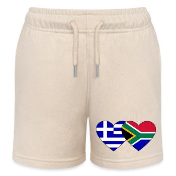 Griechenland Südafrika Flagge Herz - Kinder Organic Joggingshorts Mini Bolter von Stanley/Stella - Natur - Vorne