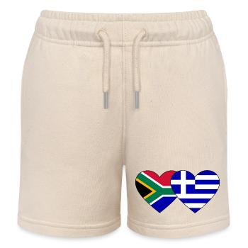Südafrika Griechenland Flagge Herz - Kinder Organic Joggingshorts Mini Bolter von Stanley/Stella - Natur - Vorne