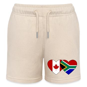 Canada South Africa Flag Heart - Kids Organic Sweat Shorts by Stanley/Stella - soft Ecru - Front