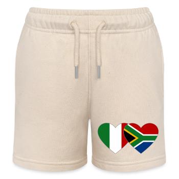 Italie Afrique du Sud Flag Heart - Short de jogging enfant bio Stanley/Stella - écru doux - Devant