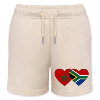 Morocco South Africa Flag Heart - Kids Organic Sweat Shorts by Stanley/Stella - soft Ecru - Front