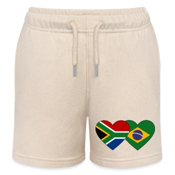 Südafrika Brasilien Flagge Herz - Kinder Organic Joggingshorts Mini Bolter von Stanley/Stella - Natur - Vorne