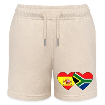 Spanien Südafrika Flagge Herz - Kinder Organic Joggingshorts Mini Bolter von Stanley/Stella - Natur - Vorne