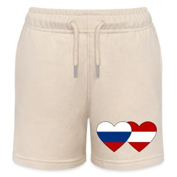 Russia Austria Flag Heart - Kids Organic Sweat Shorts by Stanley/Stella - soft Ecru - Front