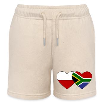Polen Südafrika Flagge Herz - Kinder Organic Joggingshorts Mini Bolter von Stanley/Stella - Natur - Vorne