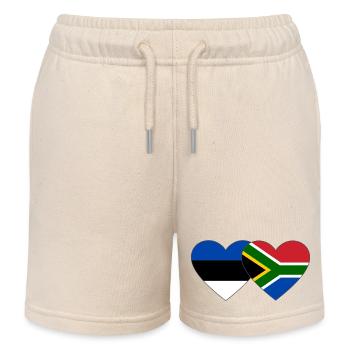 Estonia South Africa Flag Heart - Kids Organic Sweat Shorts by Stanley/Stella - soft Ecru - Front