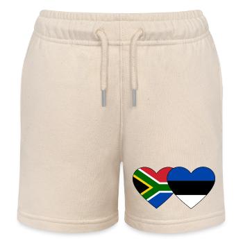 Südafrika Estland Flagge Herz - Kinder Organic Joggingshorts Mini Bolter von Stanley/Stella - Natur - Vorne