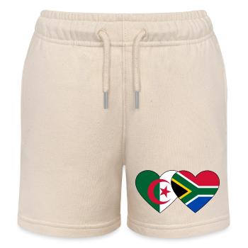 Algeria South Africa Flag Heart - Kids Organic Sweat Shorts by Stanley/Stella - soft Ecru - Front