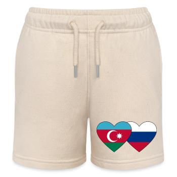 Azerbaïdjan Russie Drapeau Coeur - Short de jogging enfant bio Stanley/Stella - écru doux - Devant