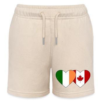 Ireland Canada Flag Heart - Kids Organic Sweat Shorts by Stanley/Stella - soft Ecru - Front