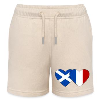 Schottland Frankreich Flagge Herz - Kinder Organic Joggingshorts Mini Bolter von Stanley/Stella - Natur - Vorne