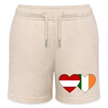 Austria Ireland Flag Heart - Kids Organic Sweat Shorts by Stanley/Stella - soft Ecru - Front