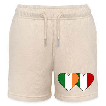 Ireland Italy Flag Heart - Kids Organic Sweat Shorts by Stanley/Stella - soft Ecru - Front