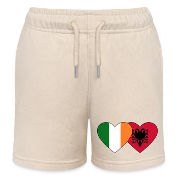 Ireland Albania Flag Heart - Kids Organic Sweat Shorts by Stanley/Stella - soft Ecru - Front