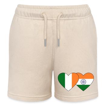 Irland Indien Flagge Herz - Kinder Organic Joggingshorts Mini Bolter von Stanley/Stella - Natur - Vorne