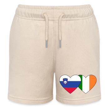 Slovenia Ireland Flag Heart - Kids Organic Sweat Shorts by Stanley/Stella - soft Ecru - Front