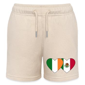 Ireland Mexico Flag Heart - Kids Organic Sweat Shorts by Stanley/Stella - soft Ecru - Front