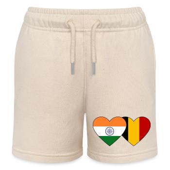 Inde Belgique Flag Heart - Short de jogging enfant bio Stanley/Stella - écru doux - Devant