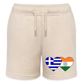 Grèce Inde Drapeau Coeur - Short de jogging enfant bio Stanley/Stella - écru doux - Devant
