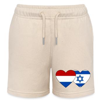Holland Israel Flag Heart - Kids Organic Sweat Shorts by Stanley/Stella - soft Ecru - Front