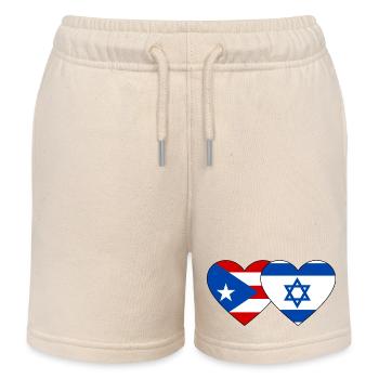 Puerto Rico Israel Flag Heart - Kids Organic Sweat Shorts by Stanley/Stella - soft Ecru - Front