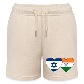 Israel Indien Flagge Herz - Kinder Organic Joggingshorts Mini Bolter von Stanley/Stella - Natur - Vorne
