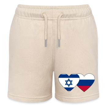 Israël Russie Flag Coeur - Short de jogging enfant bio Stanley/Stella - écru doux - Devant