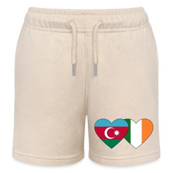 Azerbaijan Ireland Flag Heart - Kids Organic Sweat Shorts by Stanley/Stella - soft Ecru - Front