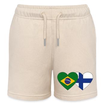 Brésil Finlande Flag Heart - Short de jogging enfant bio Stanley/Stella - écru doux - Devant