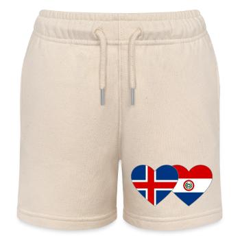 Iceland Paraguay Heart Flag - Kids Organic Sweat Shorts by Stanley/Stella - soft Ecru - Front