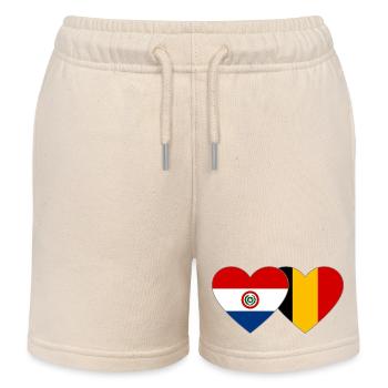 Paraguay Belgium Heart Flag - Kids Organic Sweat Shorts by Stanley/Stella - soft Ecru - Front