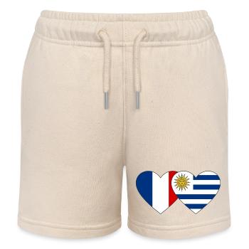 France Uruguay Drapeau du Cœur - Short de jogging enfant bio Stanley/Stella - écru doux - Devant
